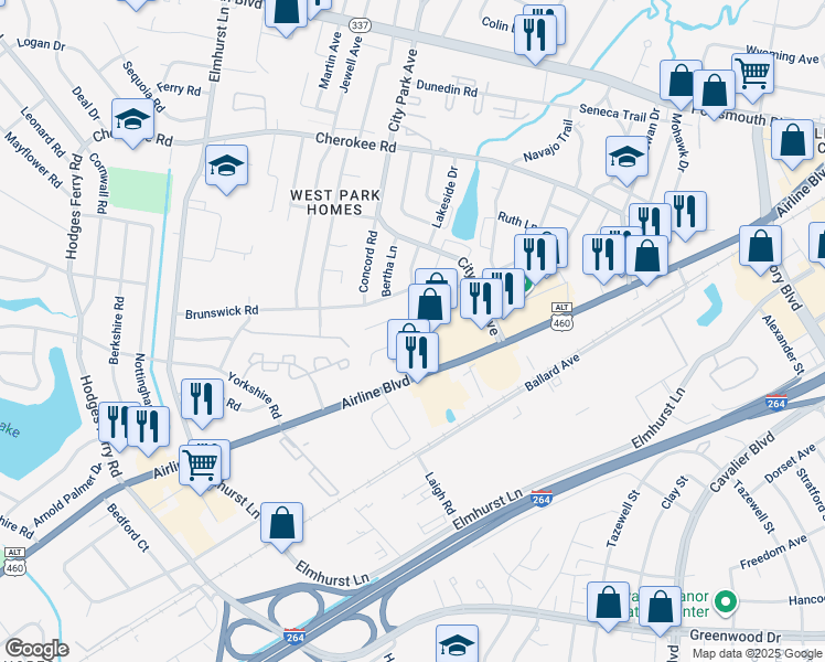 map of restaurants, bars, coffee shops, grocery stores, and more near 124 Kings Gate Drive in Portsmouth