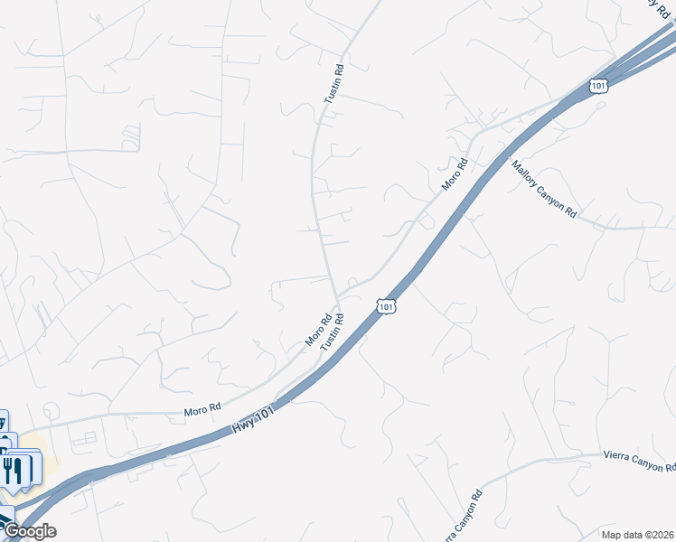 map of restaurants, bars, coffee shops, grocery stores, and more near 7433 Tustin Road in Salinas
