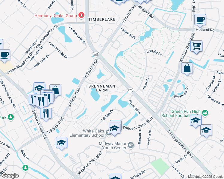 map of restaurants, bars, coffee shops, grocery stores, and more near 4448 Barkingdale Drive in Virginia Beach