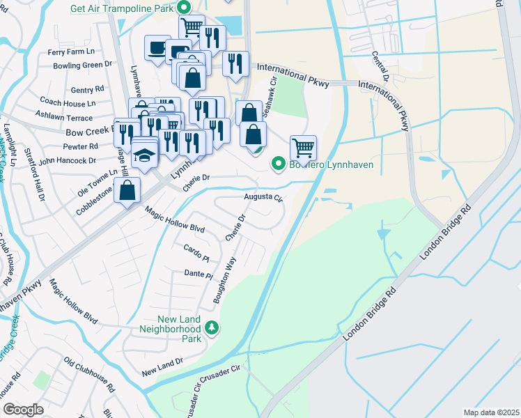 map of restaurants, bars, coffee shops, grocery stores, and more near 2816 Shiflett Court in Virginia Beach