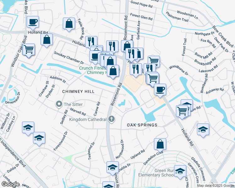 map of restaurants, bars, coffee shops, grocery stores, and more near 3542 Bunyan Road in Virginia Beach