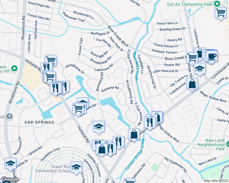 map of restaurants, bars, coffee shops, grocery stores, and more near 928 Pocasset Court in Virginia Beach