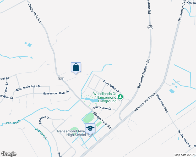 map of restaurants, bars, coffee shops, grocery stores, and more near 100 Ferguson Place in Suffolk