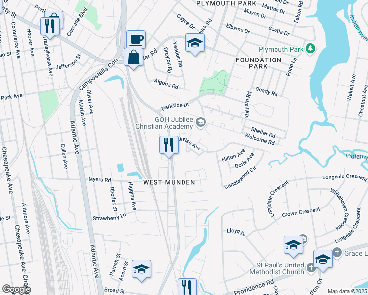 map of restaurants, bars, coffee shops, grocery stores, and more near 2521 King Court in Chesapeake