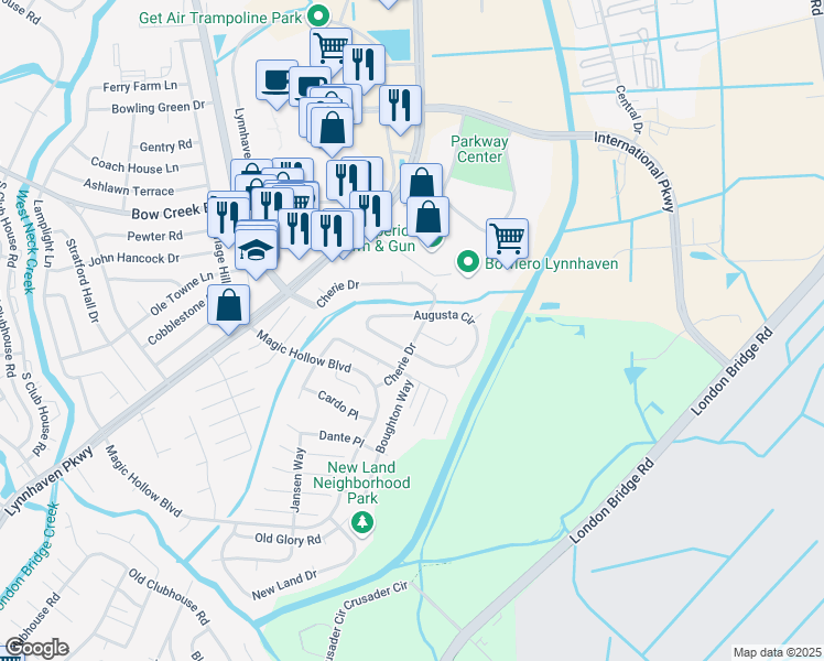 map of restaurants, bars, coffee shops, grocery stores, and more near 2817 Cherie Drive in Virginia Beach