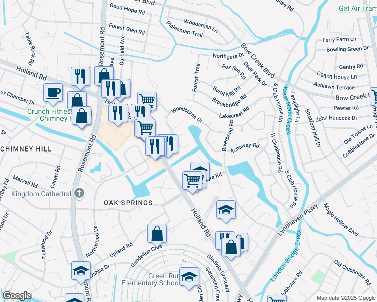 map of restaurants, bars, coffee shops, grocery stores, and more near 3543 Woodburne Drive in Virginia Beach