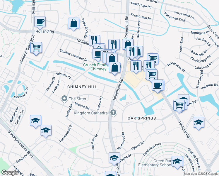 map of restaurants, bars, coffee shops, grocery stores, and more near 3511 Bunyan Road in Virginia Beach
