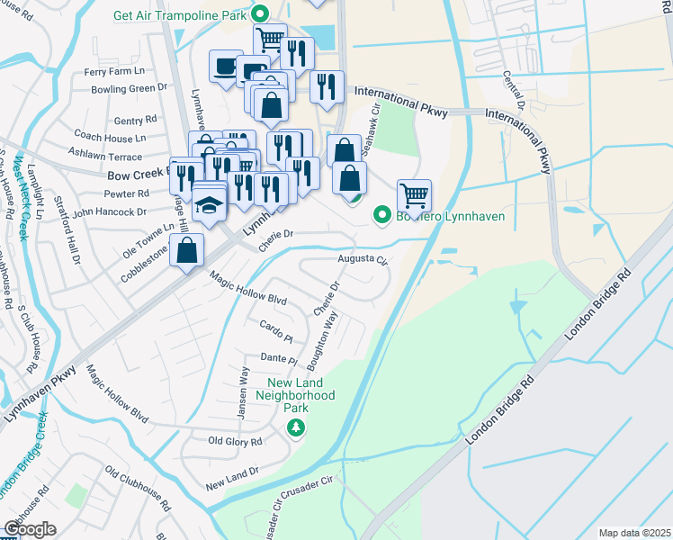 map of restaurants, bars, coffee shops, grocery stores, and more near 2817 Cherie Drive in Virginia Beach
