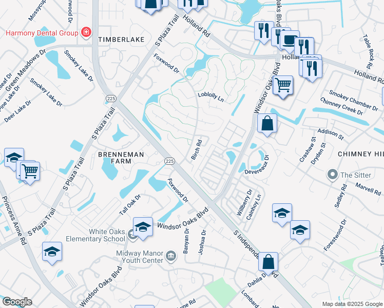 map of restaurants, bars, coffee shops, grocery stores, and more near 961 Birch Road in Virginia Beach