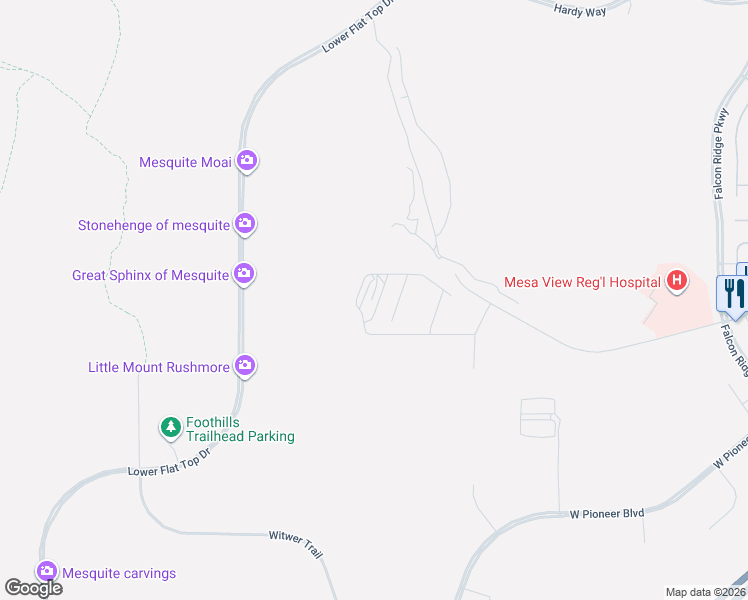 map of restaurants, bars, coffee shops, grocery stores, and more near 376 Mystic Drive in Mesquite