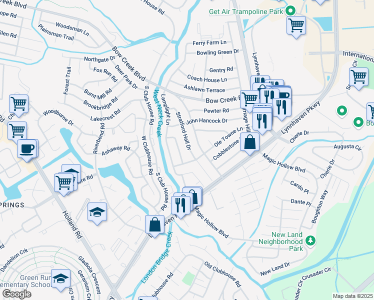 map of restaurants, bars, coffee shops, grocery stores, and more near 865 Stratford Hall Drive in Virginia Beach