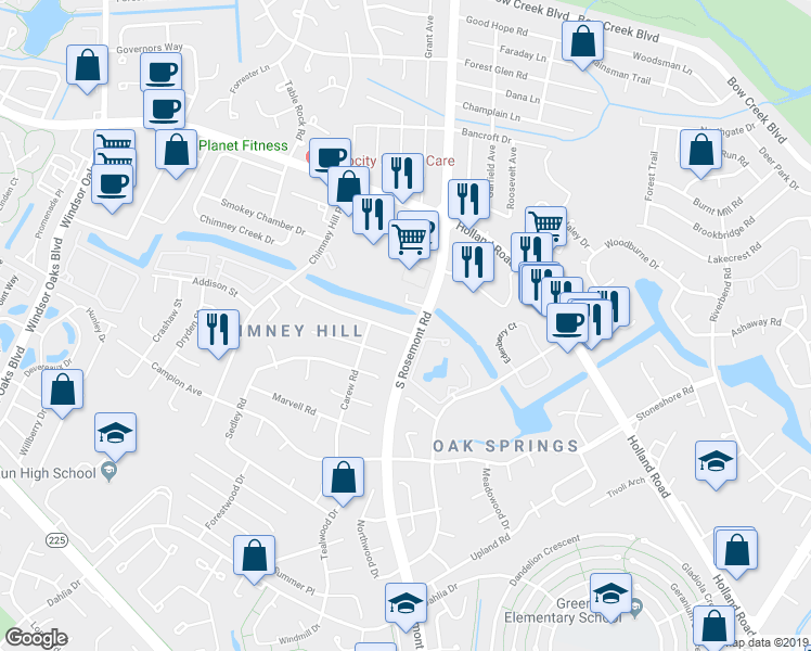 map of restaurants, bars, coffee shops, grocery stores, and more near 3502 Bunyan Road in Virginia Beach