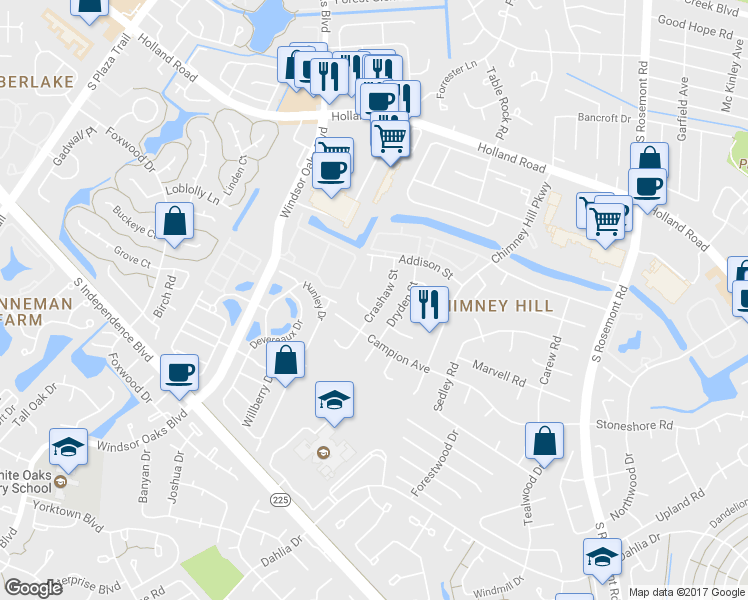 map of restaurants, bars, coffee shops, grocery stores, and more near 823 Crashaw Street in Virginia Beach