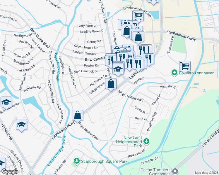 map of restaurants, bars, coffee shops, grocery stores, and more near 925 Mapleton Road in Virginia Beach