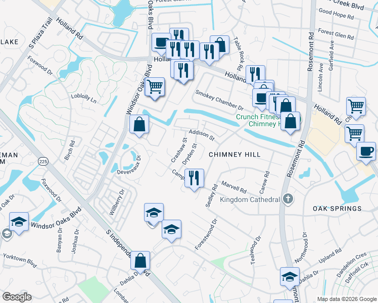 map of restaurants, bars, coffee shops, grocery stores, and more near 818 Crashaw Street in Virginia Beach