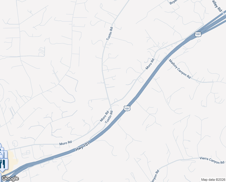 map of restaurants, bars, coffee shops, grocery stores, and more near 7433 Tustin Road in Salinas