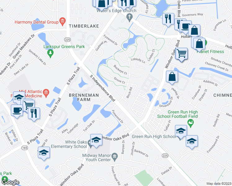 map of restaurants, bars, coffee shops, grocery stores, and more near 4219 Maplehurst Road in Virginia Beach