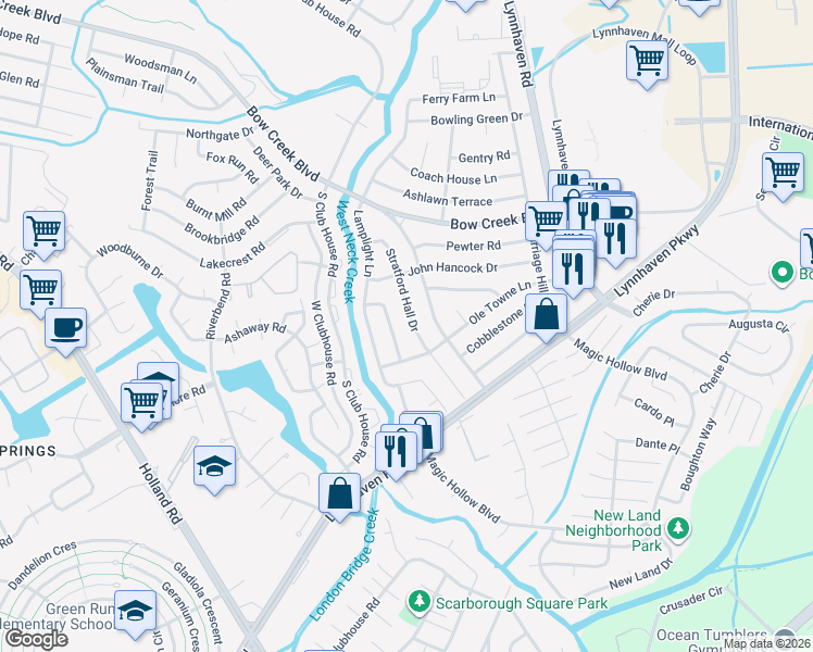 map of restaurants, bars, coffee shops, grocery stores, and more near 861 Stratford Hall Drive in Virginia Beach
