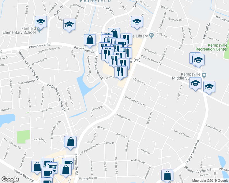 map of restaurants, bars, coffee shops, grocery stores, and more near 5524 Glenville Circle in Virginia Beach