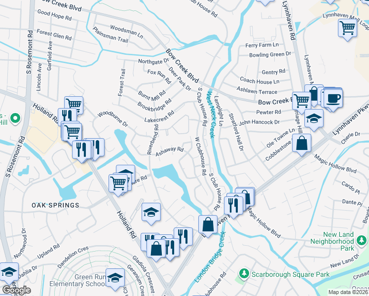 map of restaurants, bars, coffee shops, grocery stores, and more near 3209 Corrine Lane in Virginia Beach