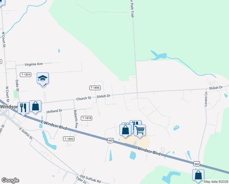 map of restaurants, bars, coffee shops, grocery stores, and more near 11331 Shiloh Dr in Windsor