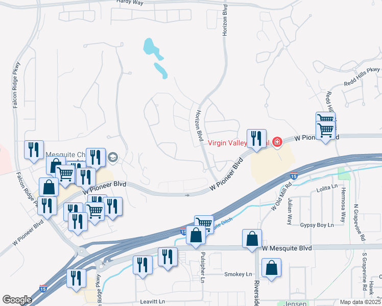 map of restaurants, bars, coffee shops, grocery stores, and more near 916 Falcon Glenn Dr in Mesquite