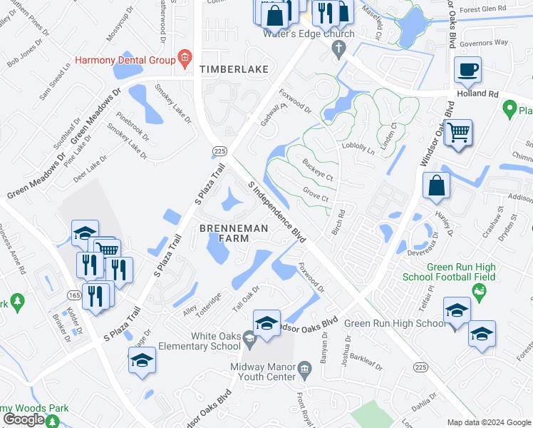 map of restaurants, bars, coffee shops, grocery stores, and more near 4416 Barkingdale Drive in Virginia Beach