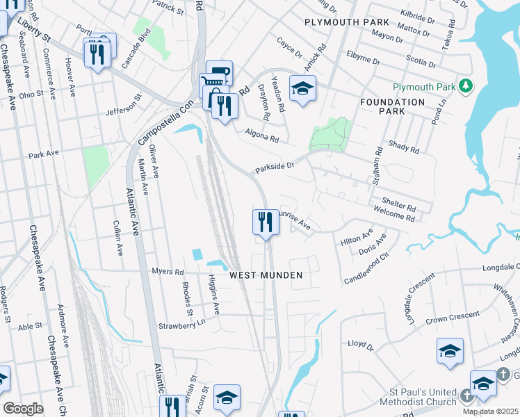 map of restaurants, bars, coffee shops, grocery stores, and more near 2608 Gideon Crescent in Chesapeake