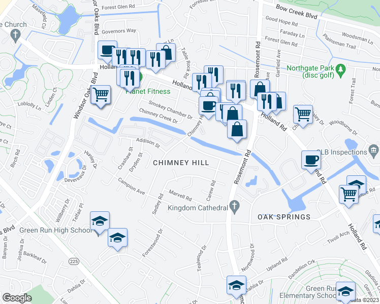 map of restaurants, bars, coffee shops, grocery stores, and more near 802 Bunyan Court in Virginia Beach