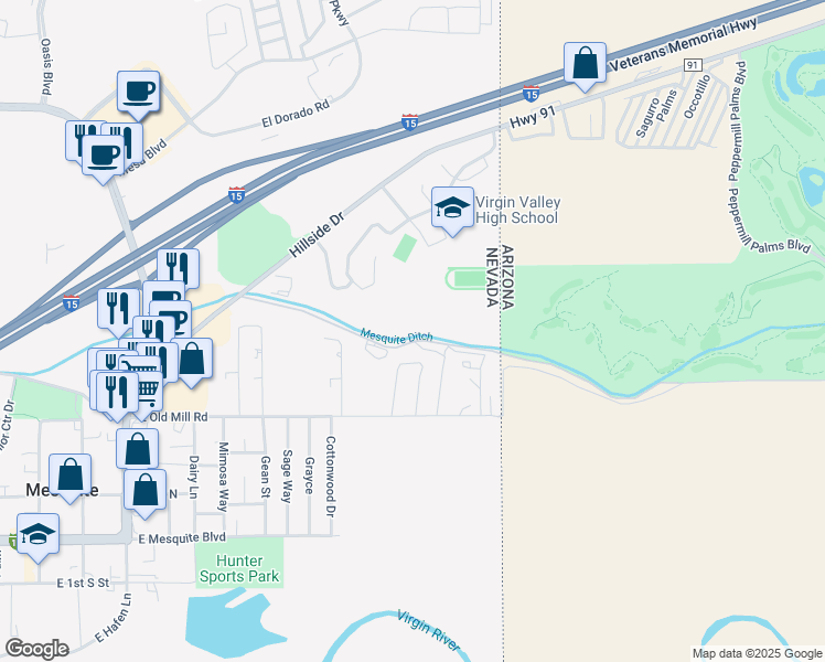 map of restaurants, bars, coffee shops, grocery stores, and more near 729 Cincy Way in Mesquite