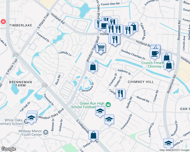 map of restaurants, bars, coffee shops, grocery stores, and more near 874 Hunley Drive in Virginia Beach