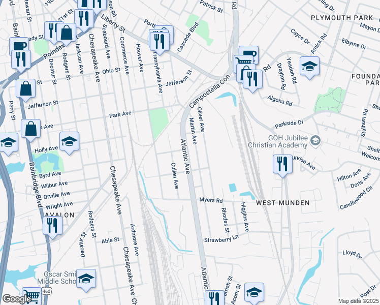 map of restaurants, bars, coffee shops, grocery stores, and more near 1503 Virginia 168 in Chesapeake