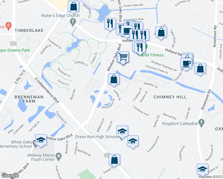 map of restaurants, bars, coffee shops, grocery stores, and more near 3816 Magwood Court in Virginia Beach