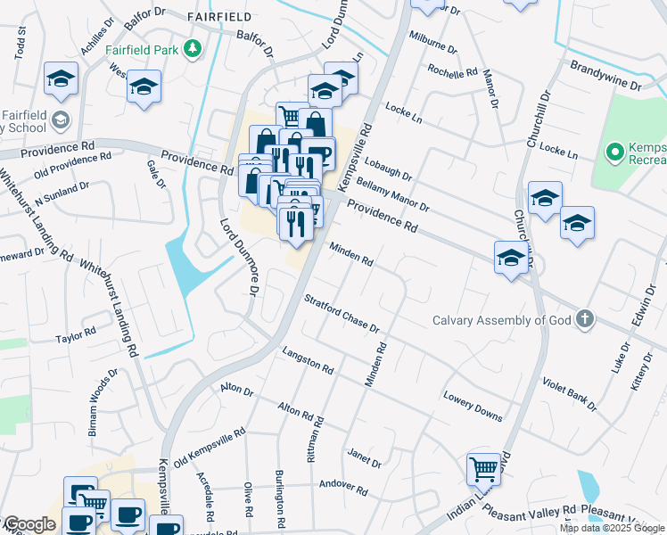 map of restaurants, bars, coffee shops, grocery stores, and more near 1008 Meadowview Place in Virginia Beach