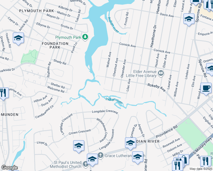 map of restaurants, bars, coffee shops, grocery stores, and more near 3404 Mc Neal Avenue in Chesapeake