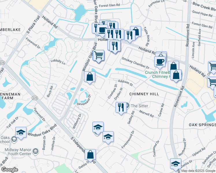 map of restaurants, bars, coffee shops, grocery stores, and more near 3640 Coleridge Court in Virginia Beach