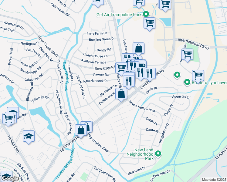 map of restaurants, bars, coffee shops, grocery stores, and more near 3024 Cobblestone Drive in Virginia Beach
