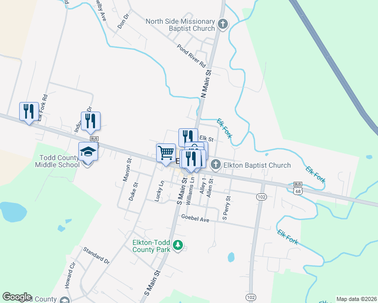 map of restaurants, bars, coffee shops, grocery stores, and more near in Elkton