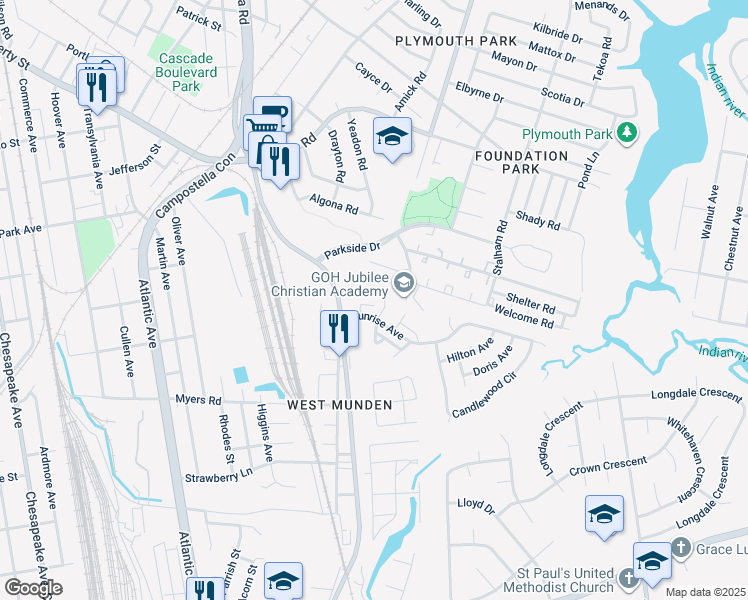 map of restaurants, bars, coffee shops, grocery stores, and more near 2637 King Court in Chesapeake