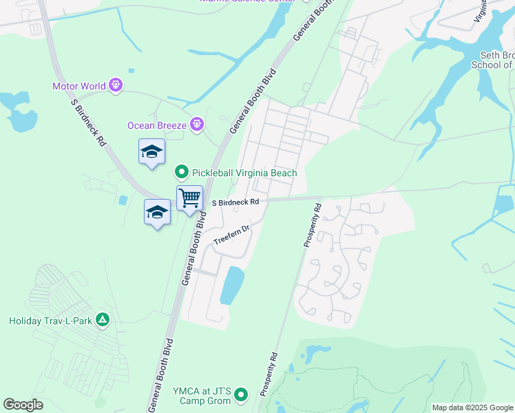 map of restaurants, bars, coffee shops, grocery stores, and more near 1141 South Birdneck Road in Virginia Beach