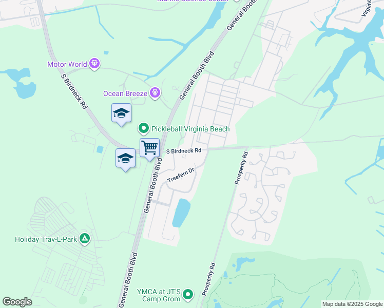 map of restaurants, bars, coffee shops, grocery stores, and more near 1141 South Birdneck Road in Virginia Beach