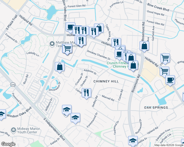 map of restaurants, bars, coffee shops, grocery stores, and more near 752 Harbor Springs Trail in Virginia Beach
