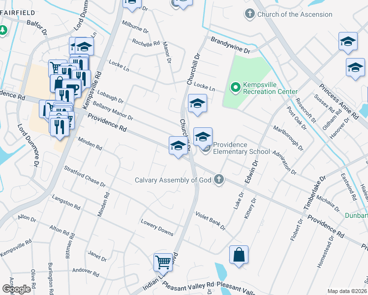 map of restaurants, bars, coffee shops, grocery stores, and more near 5000 Bellamy Manor Drive in Virginia Beach