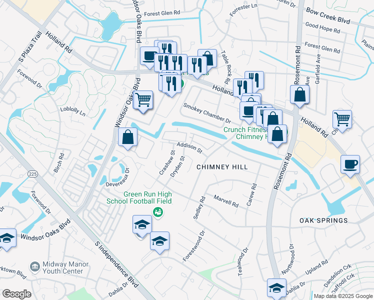 map of restaurants, bars, coffee shops, grocery stores, and more near 802 Dryden Street in Virginia Beach