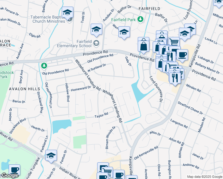map of restaurants, bars, coffee shops, grocery stores, and more near 5320 Larkins Lair Court in Virginia Beach
