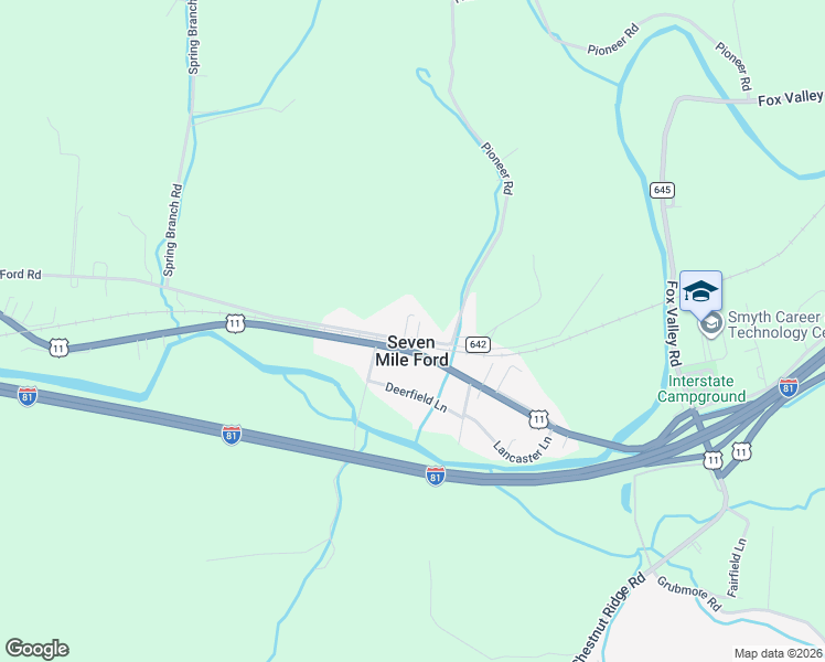map of restaurants, bars, coffee shops, grocery stores, and more near 176 Saint Clairs Creek Road in Chilhowie
