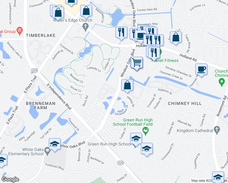 map of restaurants, bars, coffee shops, grocery stores, and more near 804 Kearney Place in Virginia Beach
