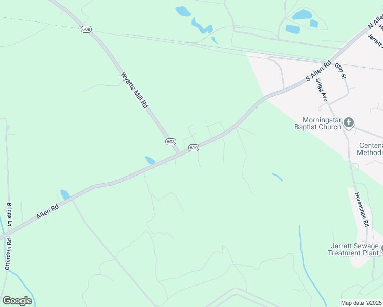 map of restaurants, bars, coffee shops, grocery stores, and more near 4343 Allen Road in Jarratt