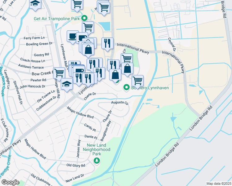 map of restaurants, bars, coffee shops, grocery stores, and more near 2908 Cherie Drive in Virginia Beach
