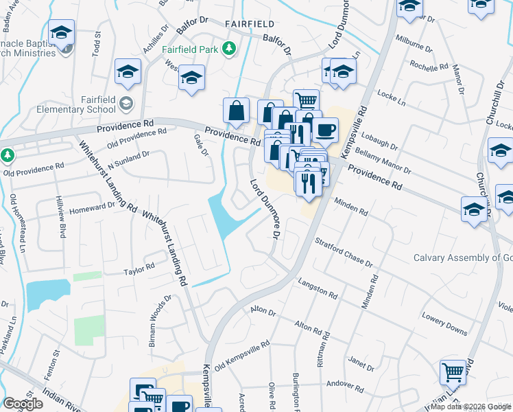 map of restaurants, bars, coffee shops, grocery stores, and more near 972 Lord Dunmore Drive in Virginia Beach